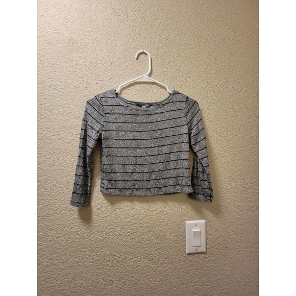 Dont Ask Why Gray And Black Stripe Cropped Top OSFM - Picture 1 of 3
